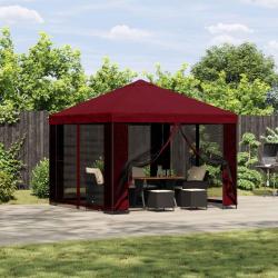 Abri de avec parois 3 x 3 m Bordeaux Polyester et Acier
