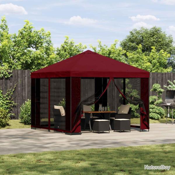 Abri de avec parois 3 x 3 m Bordeaux Polyester et Acier