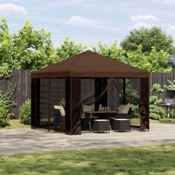 Abri de avec parois 3 x 3 m Marron Polyester et Acier