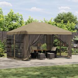 Abri de avec parois 4 &times; 3 m Beige Polyester et Acier
