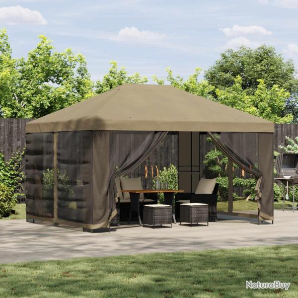 Abri de avec parois 4 � 3 m Beige Polyester et Acier