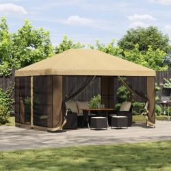 Abri de avec parois 4 &times; 3 m Cr&egrave;me Polyester et Acier