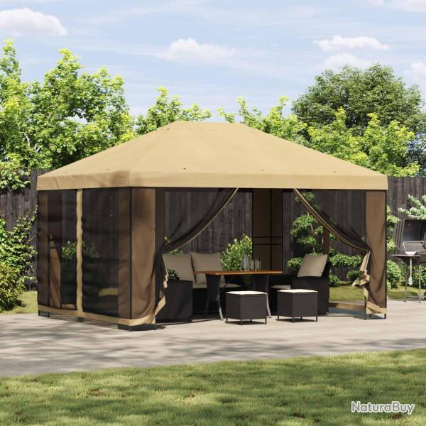 Abri de avec parois 4 � 3 m Cr�me Polyester et Acier