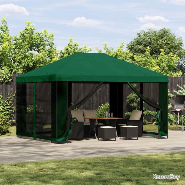 Abri de avec parois 4 � 3 m Vert Polyester et Acier