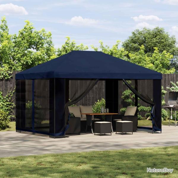Abri de avec parois 4 � 3 m Bleu Polyester et Acier