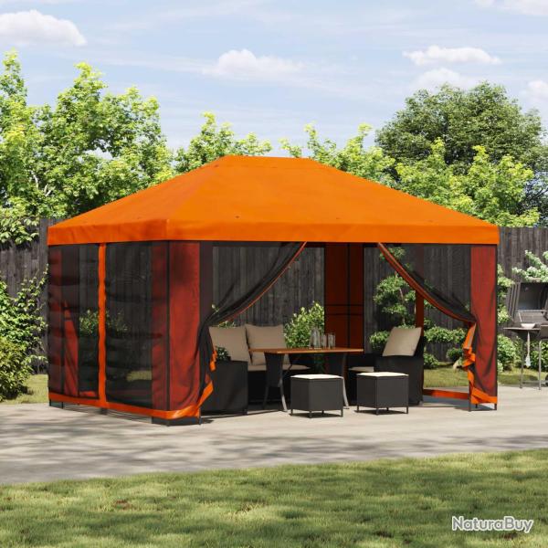 Abri de avec parois 4 � 3 m Orange Polyester et Acier