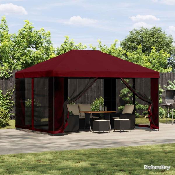 Abri de avec parois 4 � 3 m Bordeaux Polyester et Acier