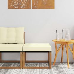Pouf d'Ext&eacute;rieur Bois d'acacia massif et tissu Textil&egrave;ne