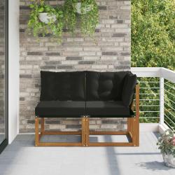 Canap&eacute; d'ext&eacute;rieur milieu et coin avec coussin 2 Pi&egrave;ce Naturel