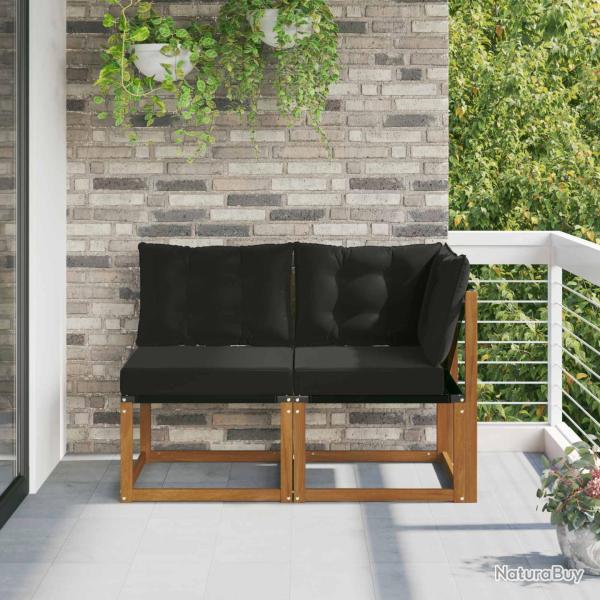 Canap� d'ext�rieur milieu et coin avec coussin 2 Pi�ce Naturel