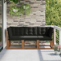 Canap&eacute; d'ext&eacute;rieur milieu et coin avec coussin 3 Pi&egrave;ce Naturel