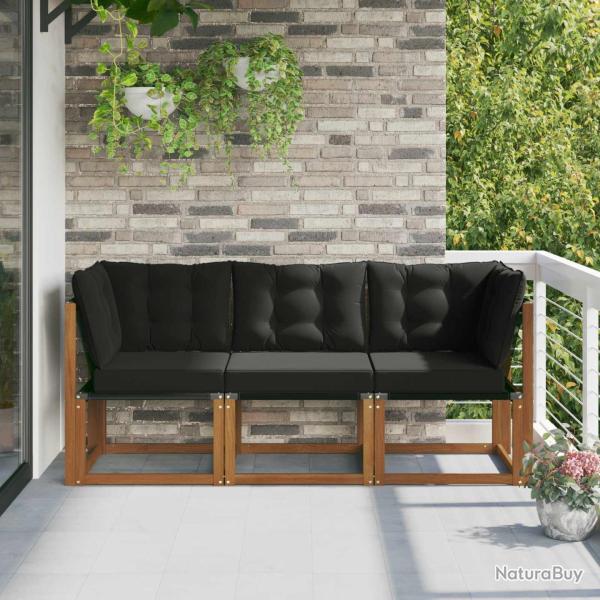 Canap� d'ext�rieur milieu et coin avec coussin 3 Pi�ce Naturel