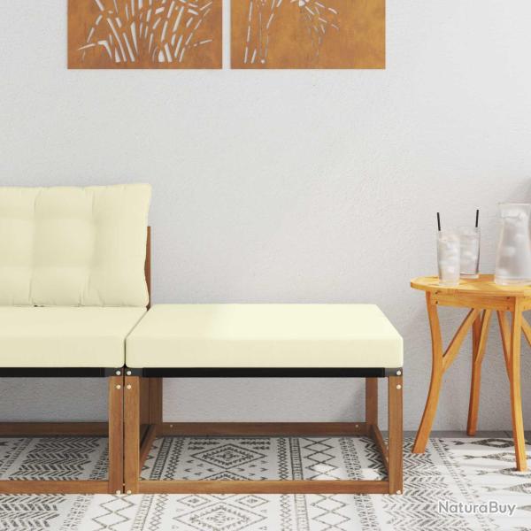 Pouf d'Ext�rieur Bois d'acacia massif et Textil�ne Naturel