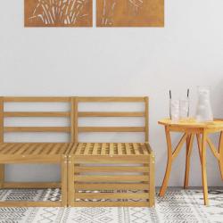 Canap&eacute; central d'ext&eacute;rieur en bois d'acacia massif, blanc, pour le jardin