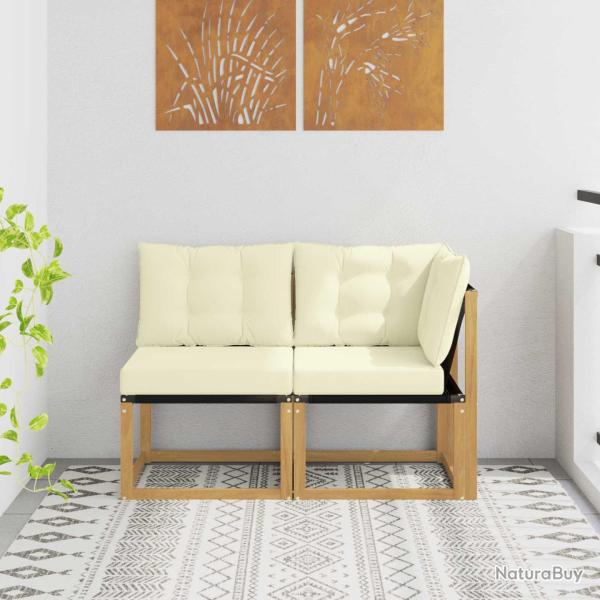 Canap� d'ext�rieur milieu et coin avec coussin 2 Pi�ce Blanc
