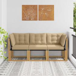 Canap&eacute; d'ext&eacute;rieur milieu et coin avec coussin 3 Pi&egrave;ce Blanc