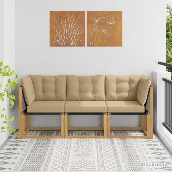 Canap� d'ext�rieur milieu et coin avec coussin 3 Pi�ce Blanc