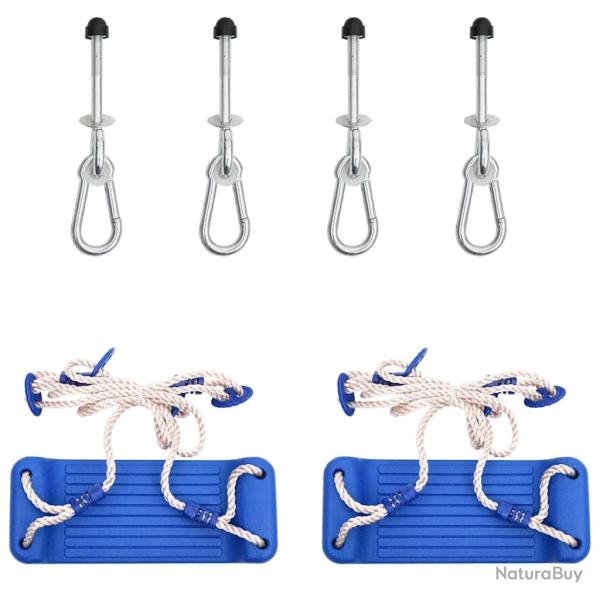 Si�ges de balan�oire avec pierres d'escalade lot de 2 bleu PE