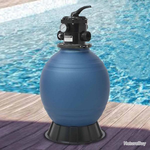 Filtre � sable pour piscine avec vanne 6 positions Bleu 460 mm