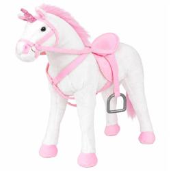 Jouet en peluche licorne, blanc et rose, XXL