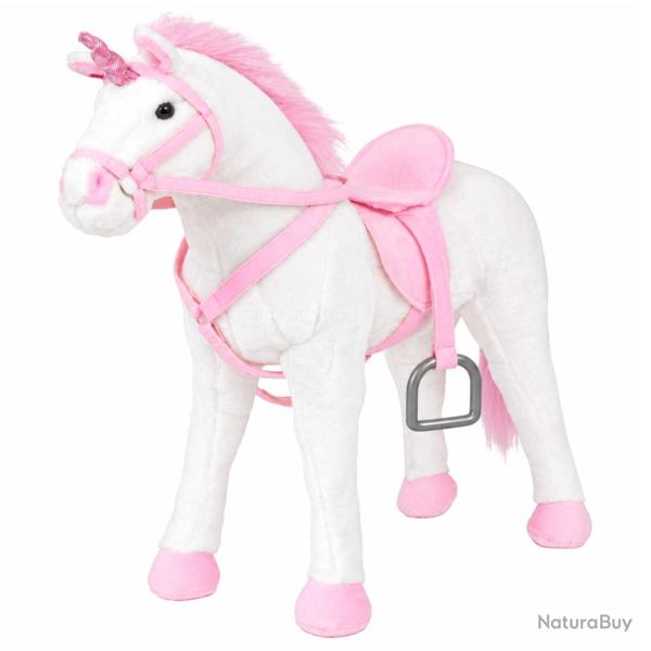 Jouet en peluche licorne, blanc et rose, XXL
