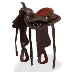 Selle, bridon et col de poitrine Cuir v&eacute;ritable 13 po Marron