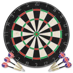 Jeu de cibles professionnel en sisal avec 6 fl&eacute;chettes