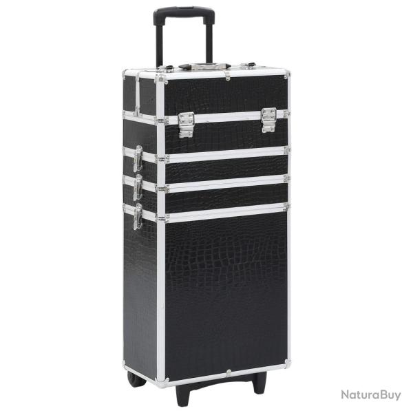 Chariot de maquillage Aluminium Noir avec motif de crocodile