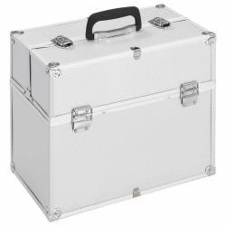 Mallette &agrave; maquillage 38x23x34 cm argent&eacute; aluminium