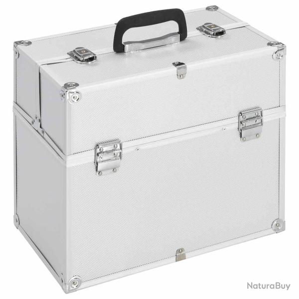Mallette � maquillage 38x23x34 cm argent� aluminium