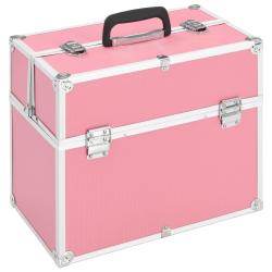 Mallette &agrave; maquillage 38x23x34 cm rose aluminium