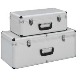 Bo&icirc;tes de rangement 2 pcs Argent&eacute; Aluminium
