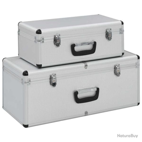 Bo�tes de rangement 2 pcs Argent� Aluminium
