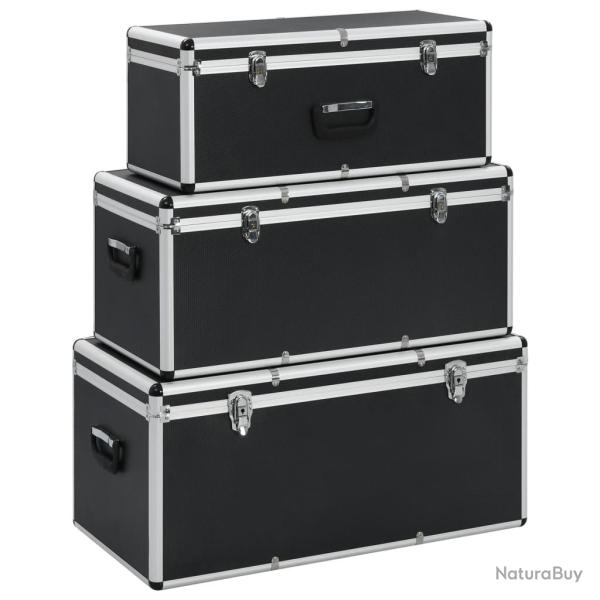 Bo�tes de rangement 3 pcs Noir Aluminium