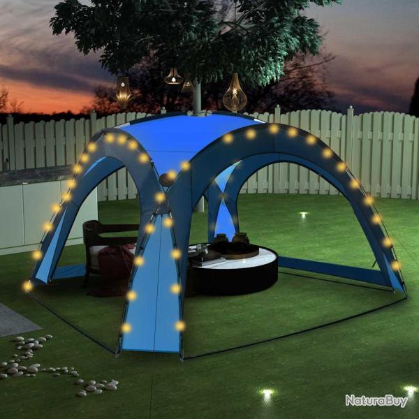 Tente de r�ception avec LED et 4 parois 3,6x3,6x2,3 m Bleu