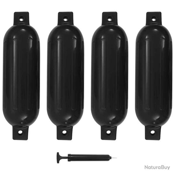 Pare-choc de bateau 4 pcs noir 51x14 cm PVC