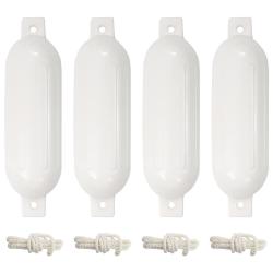 Pare-choc de bateau, 4 pi&egrave;ces, PVC, blanc, &Oslash; 14 &times; 50 cm