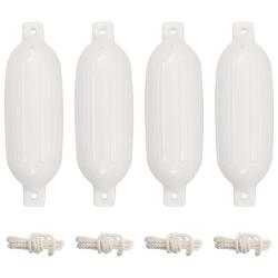 Pare-choc de bateau, 4 pi&egrave;ces, PVC, blanc, &Oslash; 16 &times; 58 cm