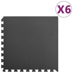 Tapis de sol 6 pcs 2,16 m&sup2; Mousse EVA Noir