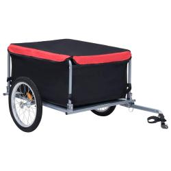 Remorque de v&eacute;lo noir et rouge 65 kg