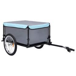 Remorque de v&eacute;lo gris et bleu 65 kg