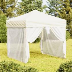 Tente de r&eacute;ception pliable avec parois Cr&egrave;me 2x2 m