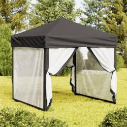Tente de r&eacute;ception pliable avec parois Anthracite 2x2 m