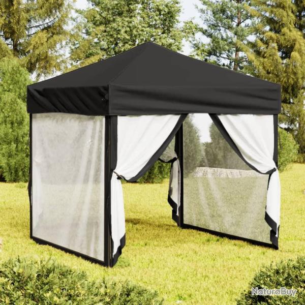 Tente de r�ception pliable avec parois Noir 2x2 m