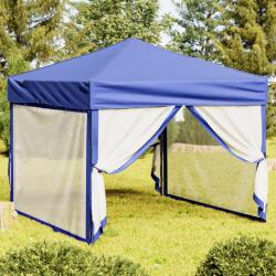 Tente de r&eacute;ception pliable avec parois Bleu 3x3 m
