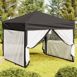 Tente de r&eacute;ception pliable avec parois Anthracite 3x3 m