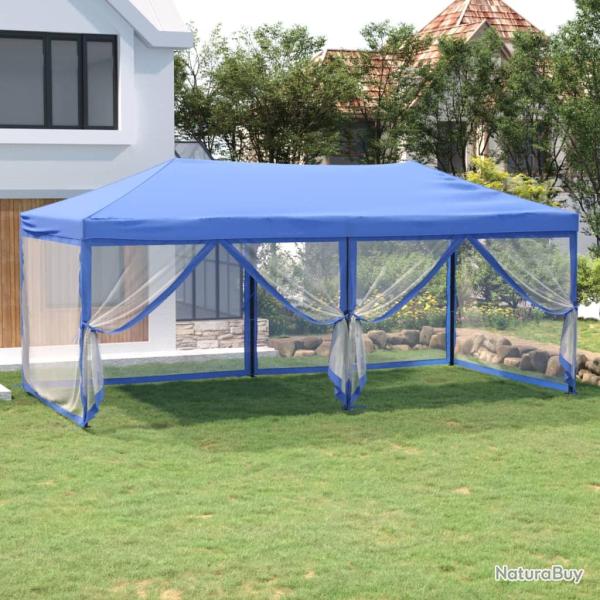 Tente de r�ception pliable avec parois Bleu 3x6 m