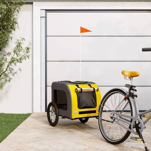 Remorque de v�lo pour animaux de compagnie jaune et gris
