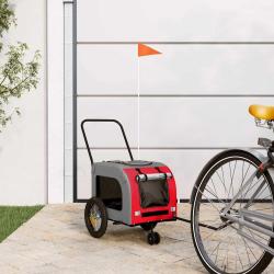 Remorque de v&eacute;lo pour animaux Rouge et gris 125 x 53 x 54 cm
