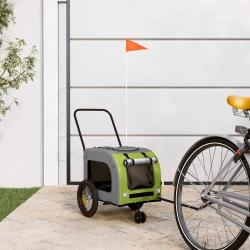 Remorque de v&eacute;lo pour animaux vert et gris 125 x 53 x 54 cm